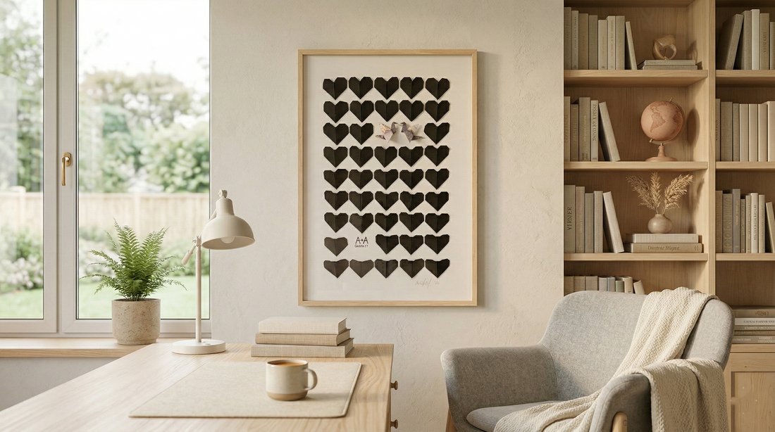 Cuadro Dos en Uno Corazones Aniversario Papel - MÖMÖ Lab